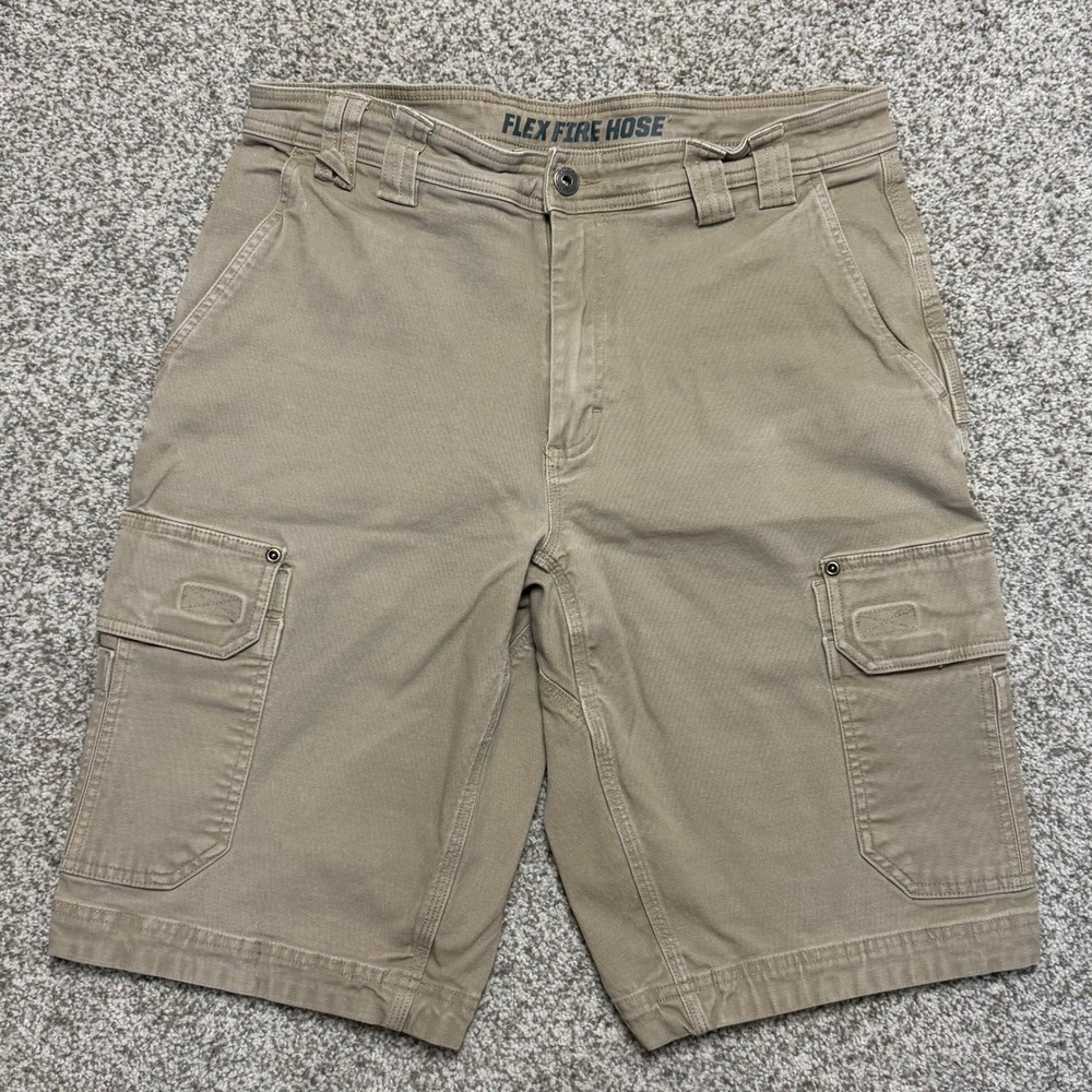 Duluth Trading DuluthFlex Fire Hose Cargo Shorts Men's 34 Khaki Relaxed Fit